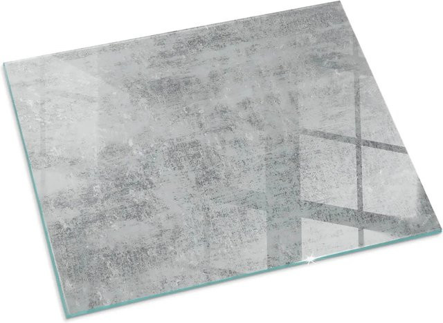 Tulup Glasplatte für Kamin mit abstrakter Hintergrundtextur in Grau, B/H: 80 x 60 cm - Bild 1