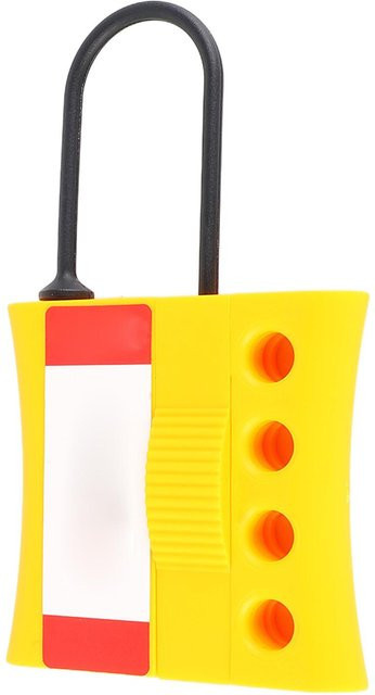 Meterk Tagout Lockout Bügel mit 4 Löchern, gelb, aus Kunststoff, manipulationssicher und isoliert - Bild 1