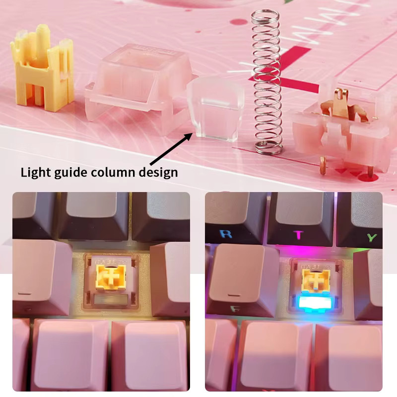 Outemu Silent Lemon V3 und Silent Peach V3 mechanische Tastaturschalter, linear und tactile, 5-Pin Hot Swap, vorgeschmiert, Multicolor - Bild 2