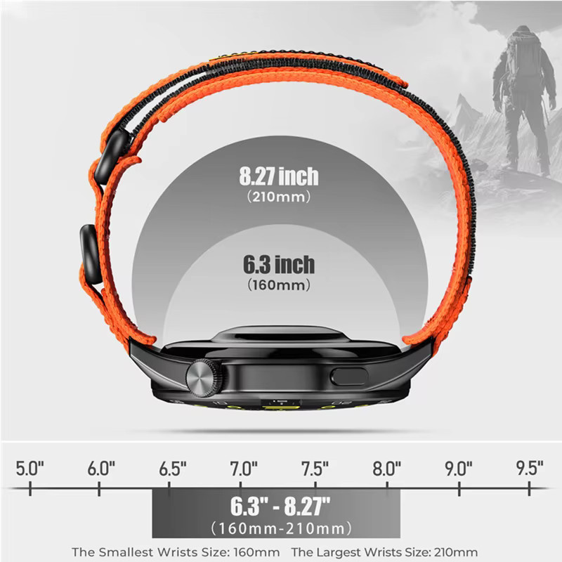 Uhrenarmband Klett-Nylonband, 22 mm, Schwarz, Unisex - Bild 3