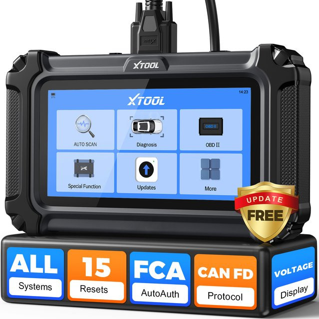 XTOOL D6 V2.0 Auto-Diagnosegerät mit OBD2-Scanner, Alle Systeme, CANFD, FCA AutoAuth und WLAN in Schwarz - Bild 1