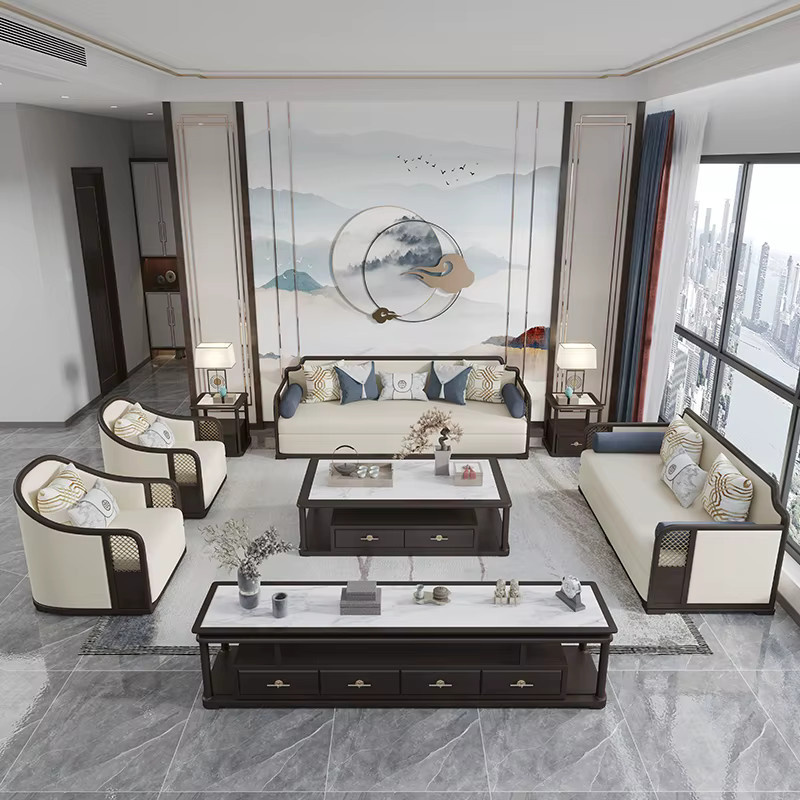 DUTRIEUX Modulare Wohnzimmer-Sofagarnitur aus Stoff in Beige mit passenden Kissen im minimalistischen nordischen Design - Bild 2
