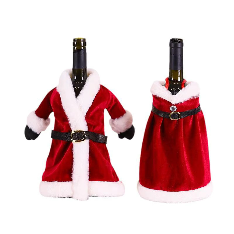 Ataozhekou Weihnachts-Weinflaschen-Abdeckung in Rot mit Ornamenten als Tischdekoration für Weihnachten und Silvester - Bild 6