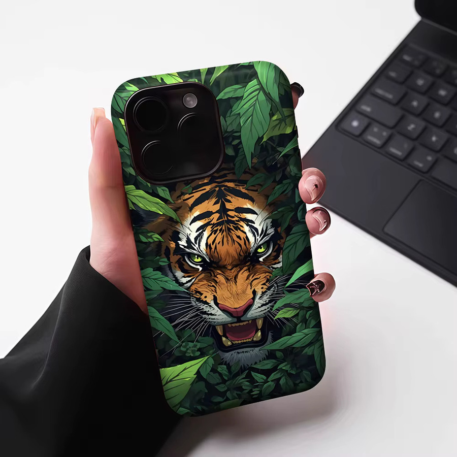 Potdemiel Magnetische Handyhülle Jungle Vortex Tiger für iPhone 17 16 15 14 13 Pro Max Plus, Mehrfarbig, Robuste Einzel- und Doppelschicht-Hülle - Bild 6