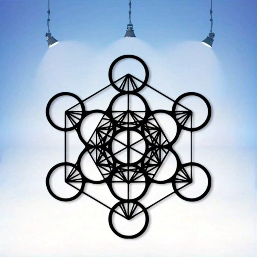 Metatron Würfel Wandkunst aus Metall von CIFBUY – Heilige Geometrie Wandbild im Vintage-Stil für dein Zuhause - Bild 3