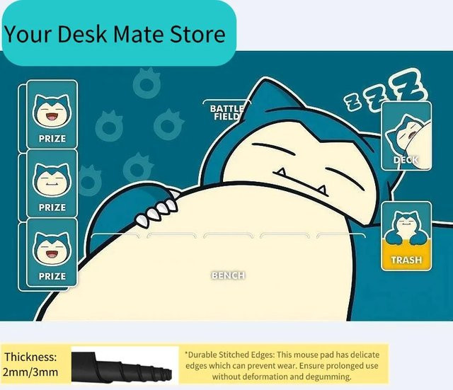 Potdemiel Snorlax Spielmatte als Schreibtischunterlage für TCG-Gaming-Sammler - Bild 1