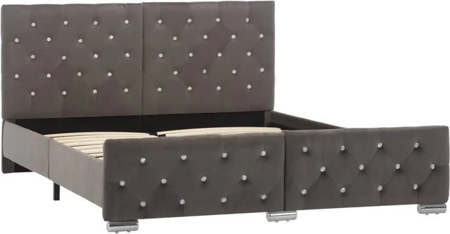 vidaXL Bettgestell aus Samt in Grau, B/T/H: 140 x 200 x 87 cm - Bild 1