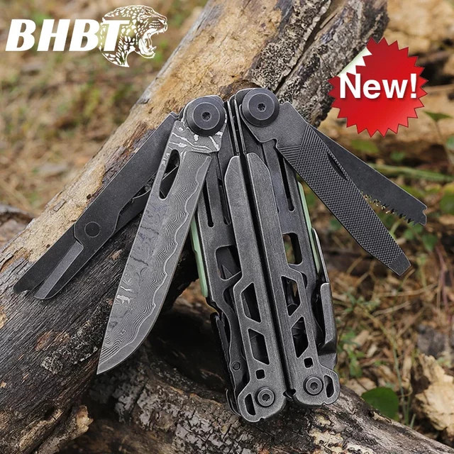 BHBT 19-in-1 Multitoolzange mit Damaskus-Klinge und Hoxagon-Schraubenschlüssel als zusammenklappbares EDC-Werkzeug für Outdoor und Heimwartung - Bild 1