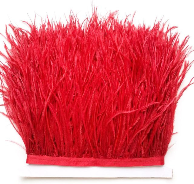Mehrfarbige Straußenfeder-Fransenborte für DIY Bastelbedarf, 10-15 cm Breite - Bild 1