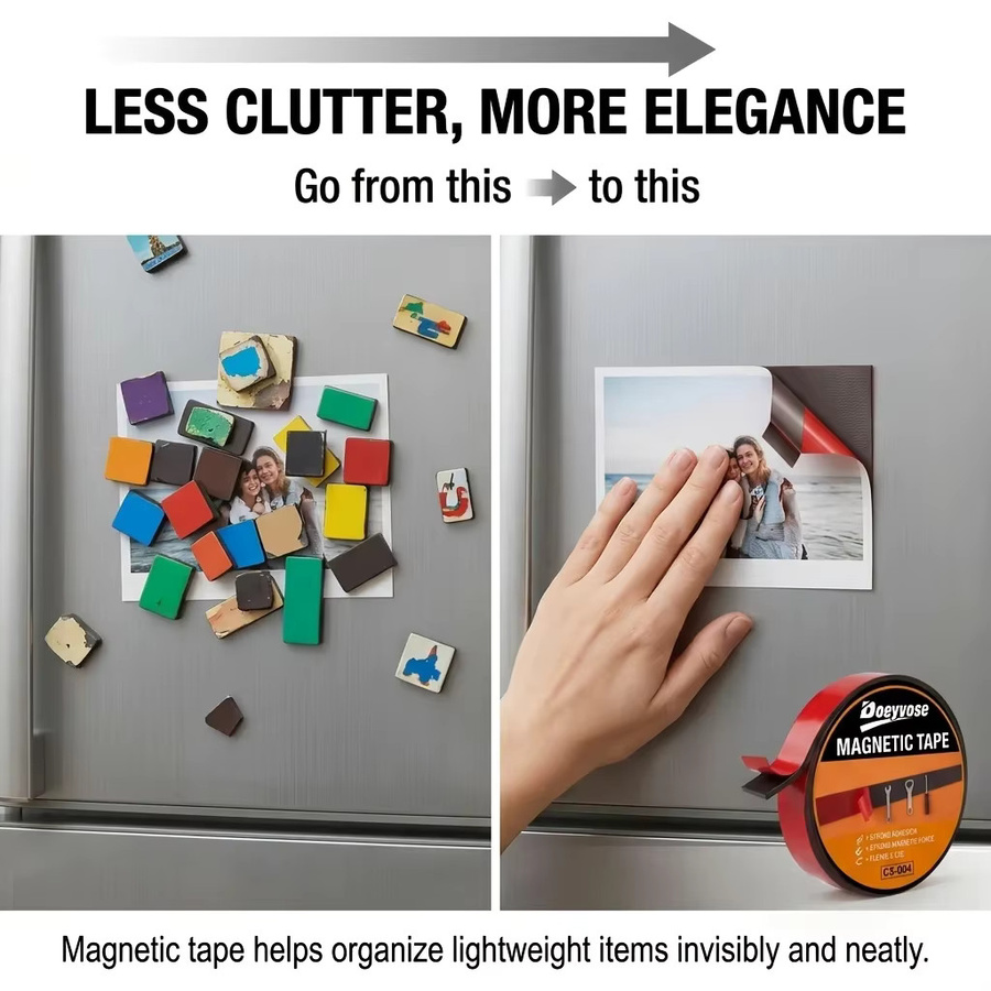 Doeyvose Flexibles Magnetband in Schwarz, Selbstklebender Gummimagnetstreifen zum Zuschneiden für Kühlschrank, Wand und Poster - Bild 5