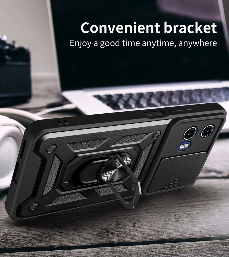 Magnetische Schutzhülle für Motorola Moto G04 und G24 mit Ring und Kamera-Objektivschutz in Schwarz oder Grün - Bild 5