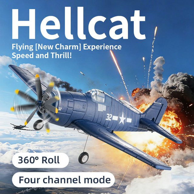 Fremego F6F Hellcat RC Kampfflugzeug, Schaumstoff, Blau - Bild 1