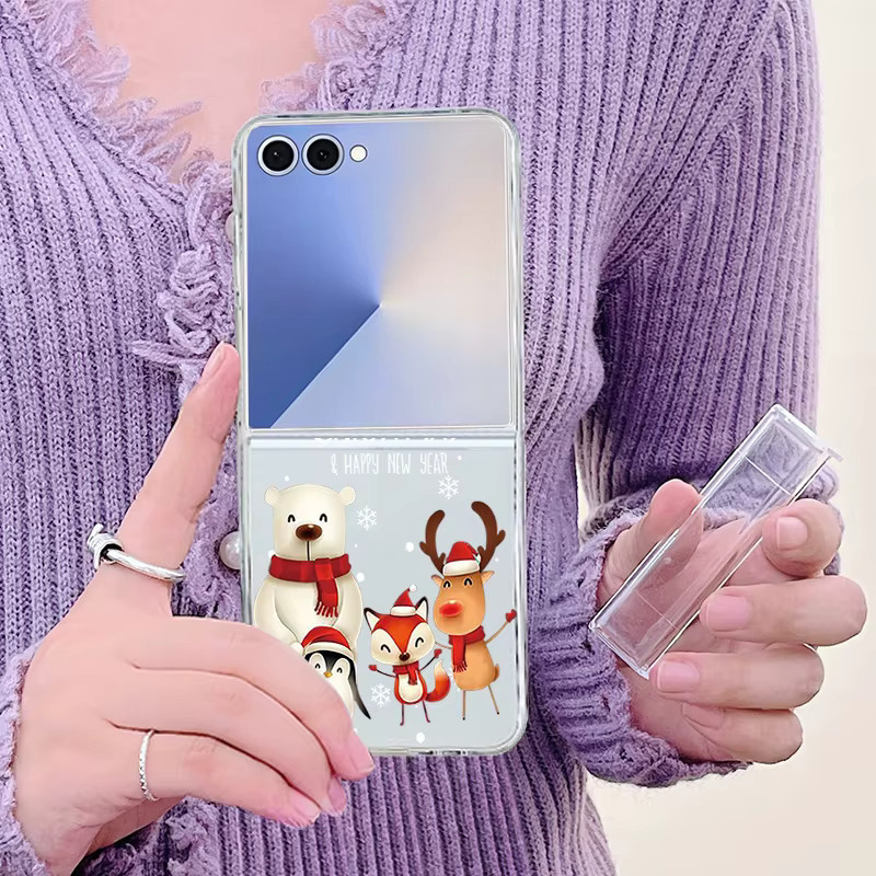 Samsung Galaxy Z Flip 5G Klappschutzhülle mit Weihnachtsmuster in Transparent - Bild 4