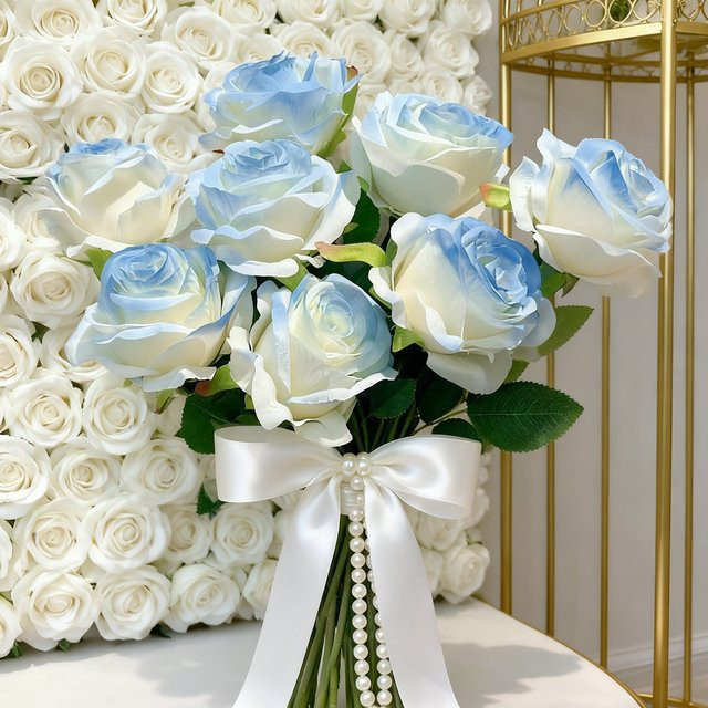 10 Stück künstliche blaue Rosen aus Seide für Hochzeiten, Valentinstag und DIY-Dekoration - Bild 1