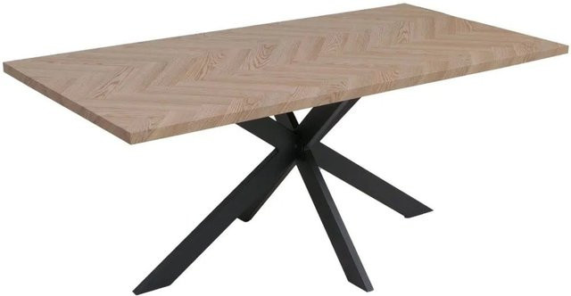 Esszimmertisch MCW-O55 im Industrial-Design aus MDF und Metall, Farbe Eiche Hell, B/T/H: 180 x 90 x 76 cm - Bild 2