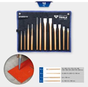 Brilliant Tools Meißel und Durchtreiber-Satz aus Chrom-Vanadium, 12-teilig, Multicolor - Bild 2