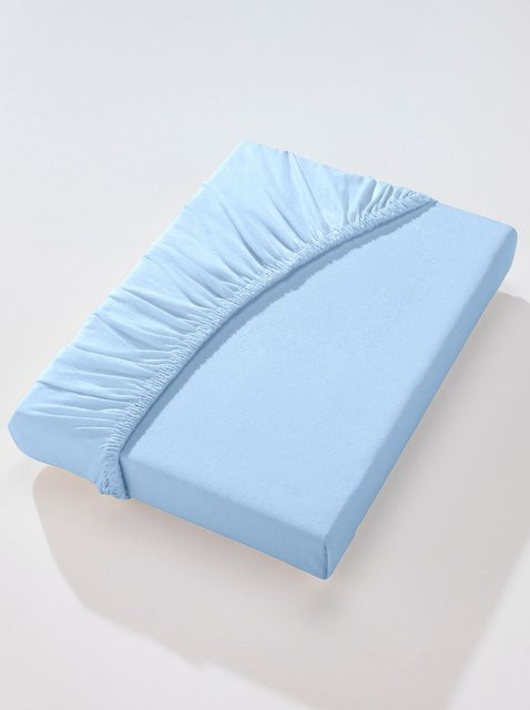 Wäschepur Betttuch aus Jersey in Blau, 100% Baumwolle, bügelfrei und atmungsaktiv - Bild 1