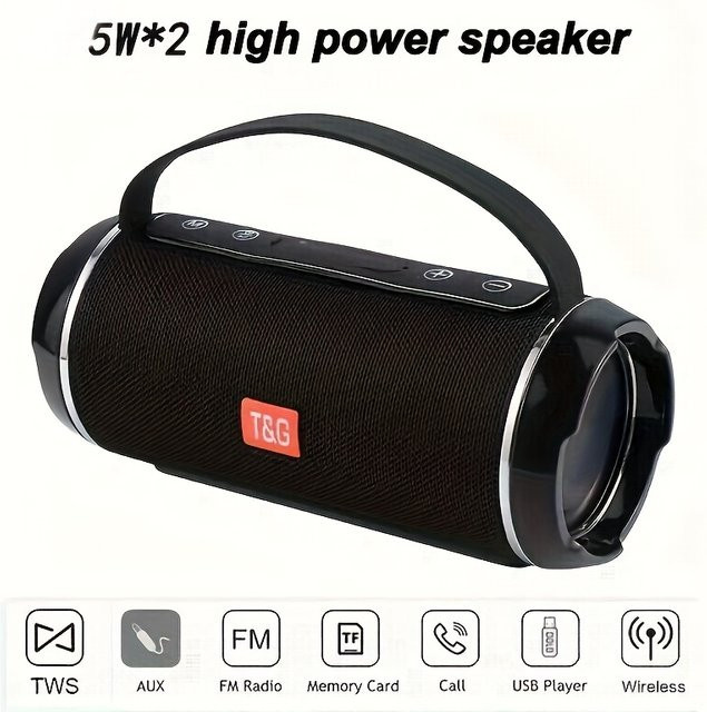 T&G TG116C Tragbarer Kabelloser Bluetooth Lautsprecher mit 5.3 Surround Sound, USB, TF und FM-Radio in Blau - Bild 1