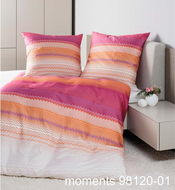 Janine Mako-Satin Bettwäsche aus Baumwolle Moments mit floralem Vintage-Design in Blau, Grün, Lila und Pink - Bild 1