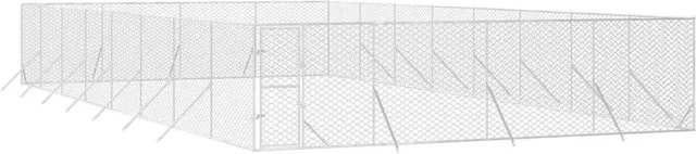 vidaXL Outdoor-Hundezwinger aus verzinktem Stahl in Silber, B/T/H: 16 x 8 x 2 m - Bild 1