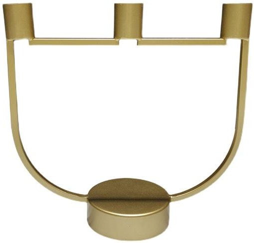 Moderner geometrischer Kerzenständer aus Metall in Gold und Beige, Tischdekoration für Taper-Kerzen, Höhe: 22,0 cm, Breite: 8,0 cm, Tiefe: 3,0 cm - Bild 1