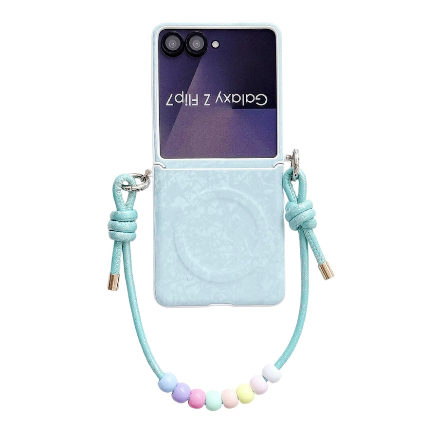 Samsung Galaxy Z Flip 6 5G Handyhülle mit MagSafe Magnet, Scharnierschutz und Handgelenkschlaufe in Blau (Dopamin-Farbpalette) - Bild 3
