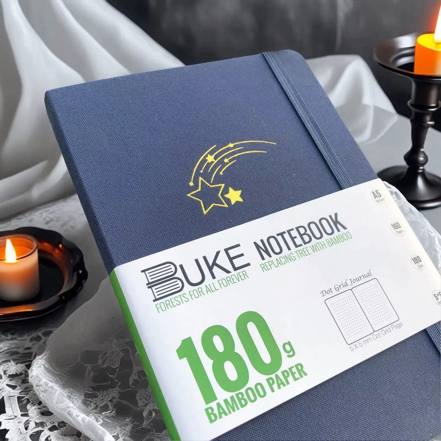 Buke Notebook A5 Hardcover mit Punktraster in Blau und Silber, 180 g/m2 Papier mit Stoffeinband - Bild 4