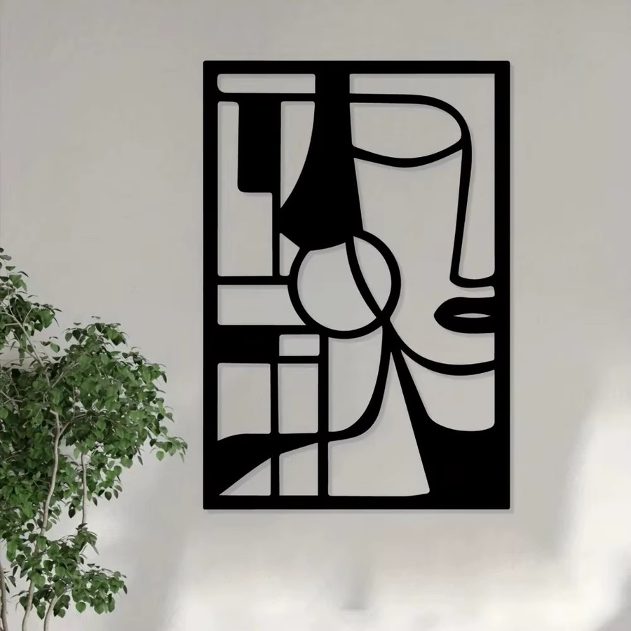 CIFBUY Moderne Abstrakte Metall-Wandkunst XL in Schwarz – Minimalistische Eisenskulptur für Innen- und Außenbereich - Bild 2