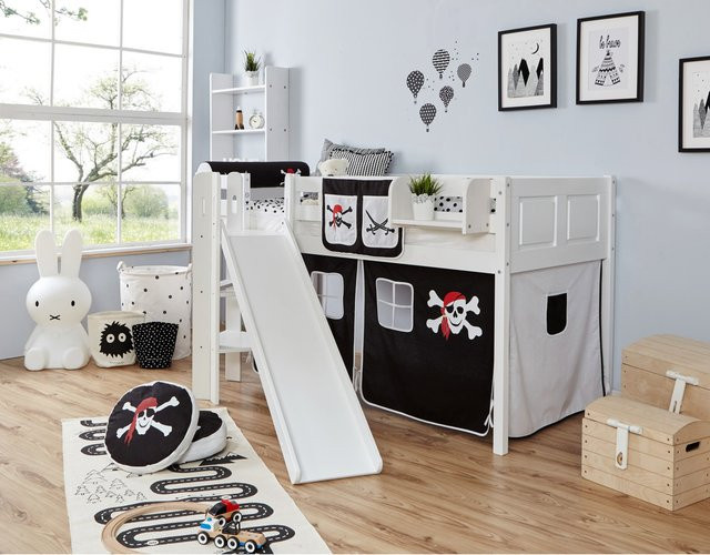 TiCAA Podestbett Ekki aus Massivholz in Buche Weiß für das Kinderzimmer - Bild 1