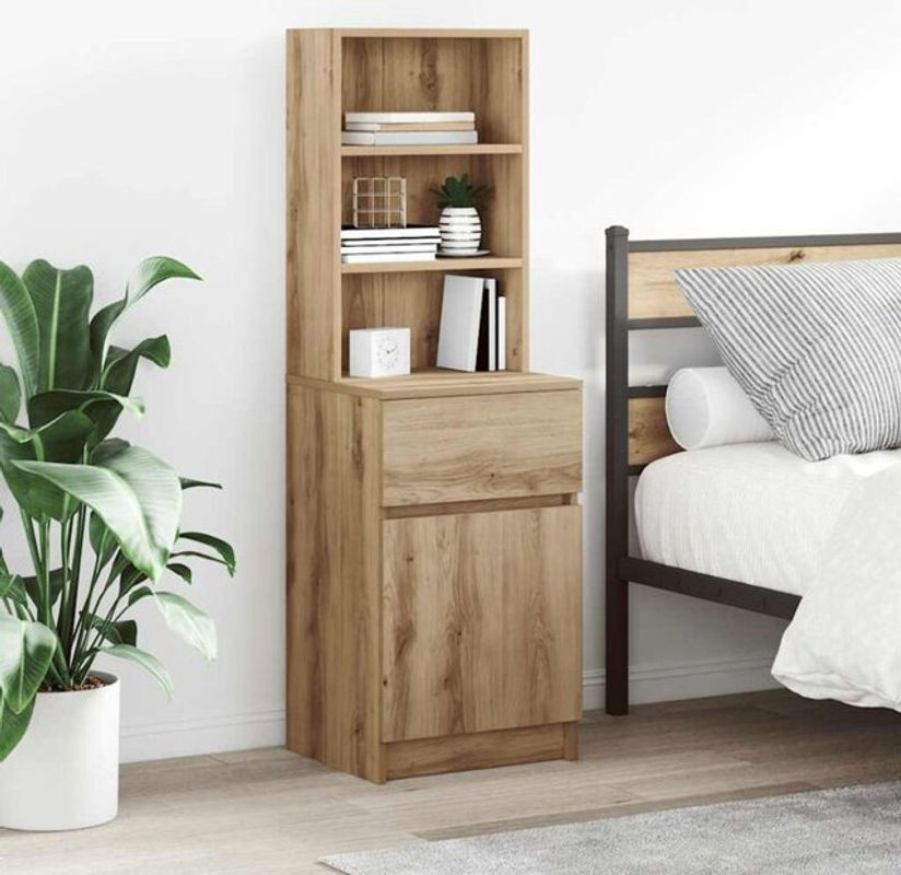 Vidaxl Nachttisch Artisan-eiche in Braun aus Holzwerkstoff im skandinavischen Design, B/T/H: 39 x 35 x 125 cm - Bild 1