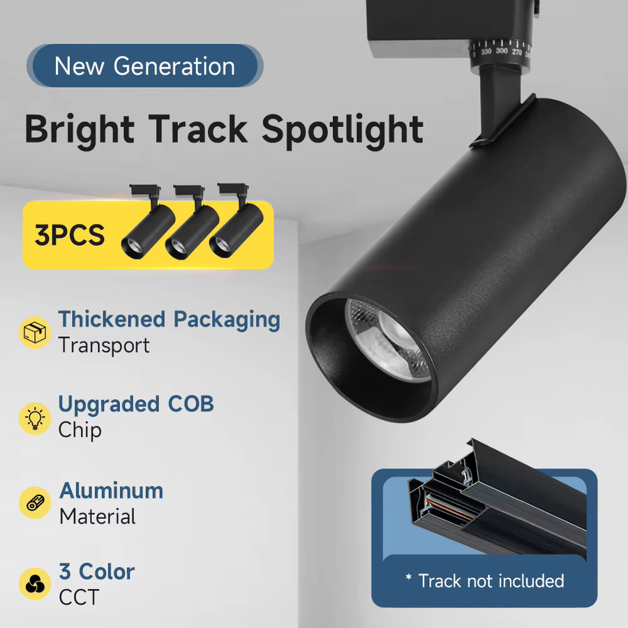 CANMEIJIA LED Track Schienensystem mit Tricolor Memory Funktion, schwarzer Zylinder-Deckenstrahler aus Aluminium für Bekleidungsgeschäfte und moderne Dekoration - Bild 3