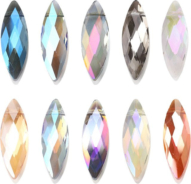 YUANZHIRUN Perlen, Kristallglas, vergoldet, Marquise-Form, 10 x 30 mm - Bild 1