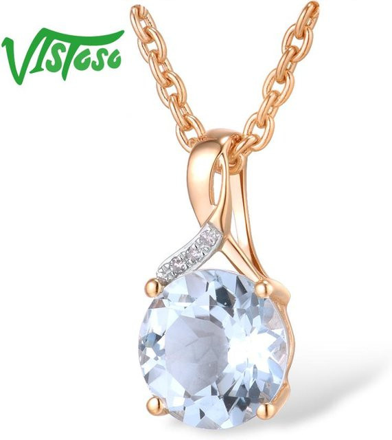 VISTOSO Goldanhänger, 14K & 9K Roségold, Diamant, Blautopas, Damen - Bild 1