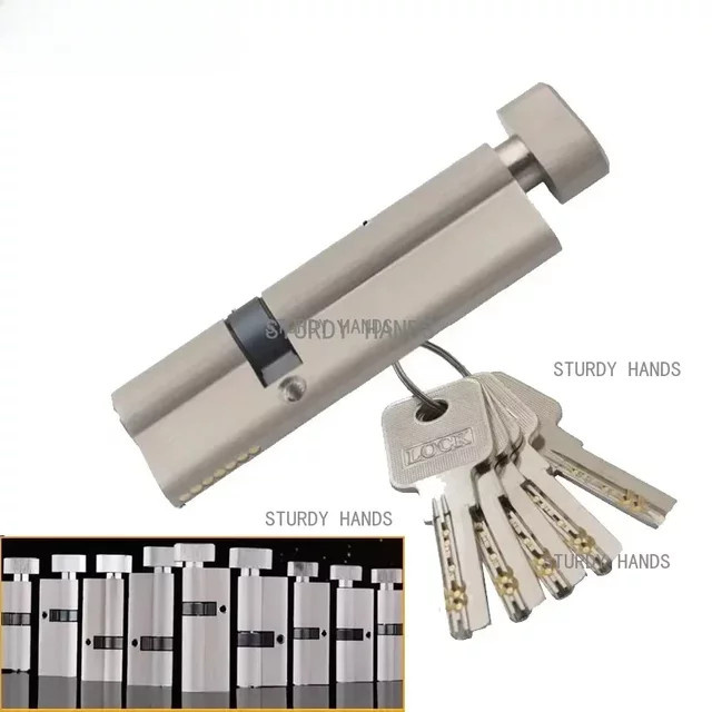 Sicherheitstür-Zylinder von STURDY HANDS mit asymmetrischer Messingkonstruktion, exzentrischem Schließkern und silbernem Aluminiumlegierungs-Knauf, Höhe: 32 mm - Bild 1