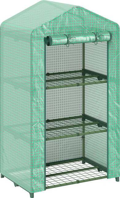 Outsunny Garten-Gewächshaus mit 3 Ebenen und UV-beständiger PE-Abdeckung in Grün, B/T/H: 69 x 49 x 125 cm - Bild 1