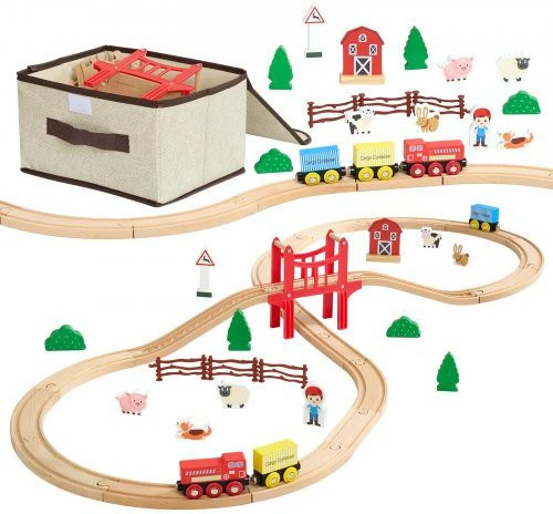 VEVOR Holzeisenbahn Set, Zugspielzeug, 39-tlg., ab 3 Jahre - Bild 1
