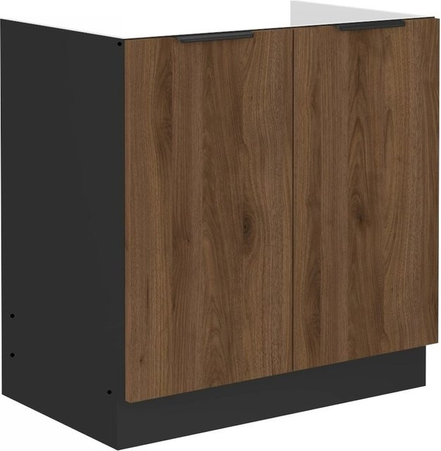 Küchen Spülenunterschrank MONZA in Okapi Nußbaum matt, Breite: 80 cm - Bild 1