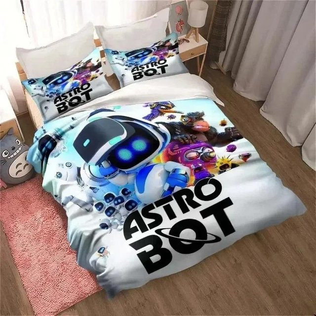 ASTRO BOT Bettwäscheset mit Cartoon-Design, bestehend aus Bettbezug und Kissenbezug, Mehrfarbig, B/H: 140 x 210 cm - Bild 1