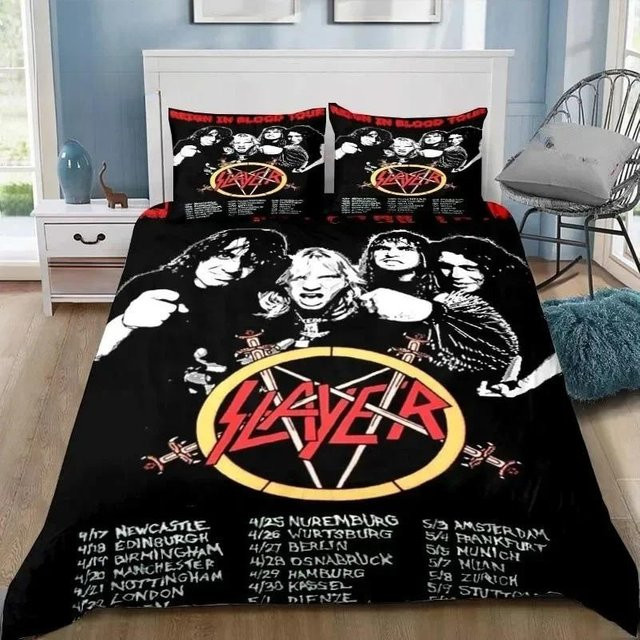 Slayer Heavy Metal Band Bettwäscheset mit Kissenbezug in Schwarz, Breite: 100 cm, Tiefe: 135 cm - Bild 1