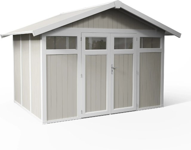 Grosfillex Utility Gartenhaus Gerätehaus aus Kunststoff in Graugrün mit 7,5 m2 Stellfläche - Bild 1