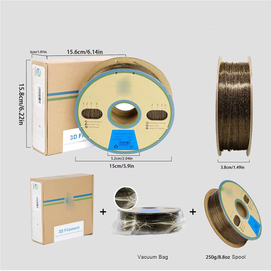 Filajoy3D Galaxy Glitter PLA Filament 1,75mm Schwarz mit Gold Glitter, 250g - Bild 4