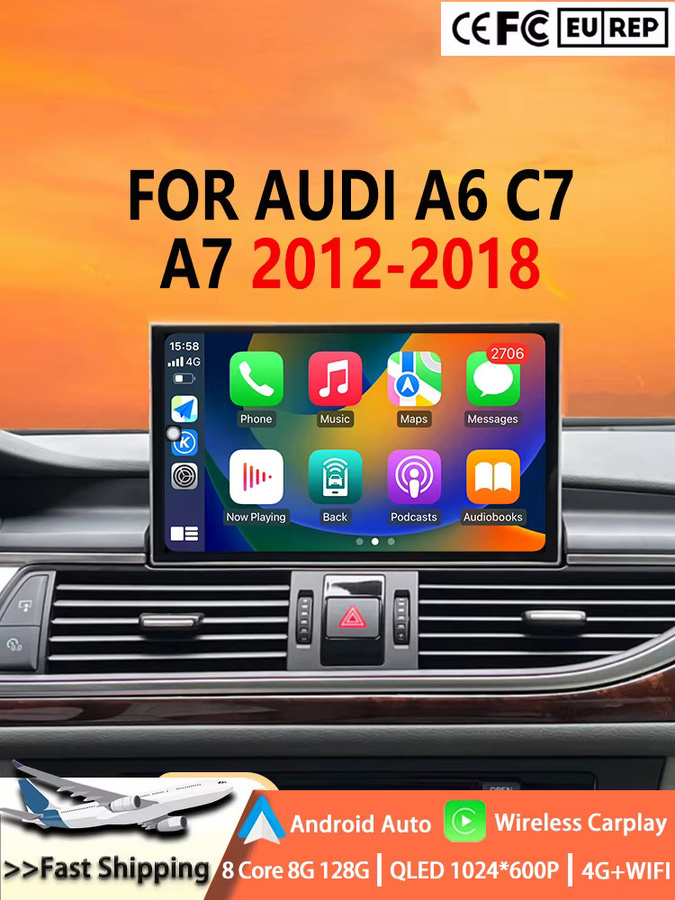 CUCU-NAVI Android 15 Auto-Multimedia-Player für Audi A6 C7 und A7 (2012-2018) mit Touchscreen, Carplay, GPS Navigation und 8 GB RAM + 128 GB Speicher in Schwarz - Bild 1