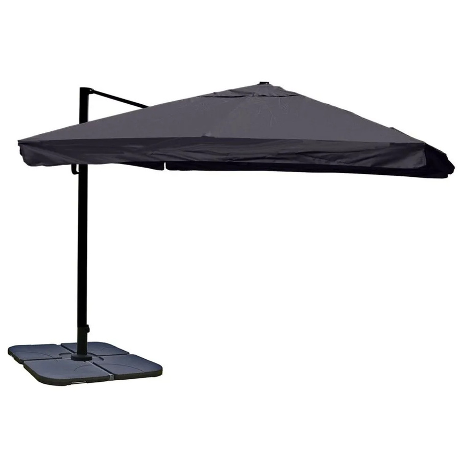 Gastronomie-Ampelschirm MCW A96 in Anthrazit mit Ständer, Durchmesser: 4,24 m, Material: Polyester und Alu - Bild 3