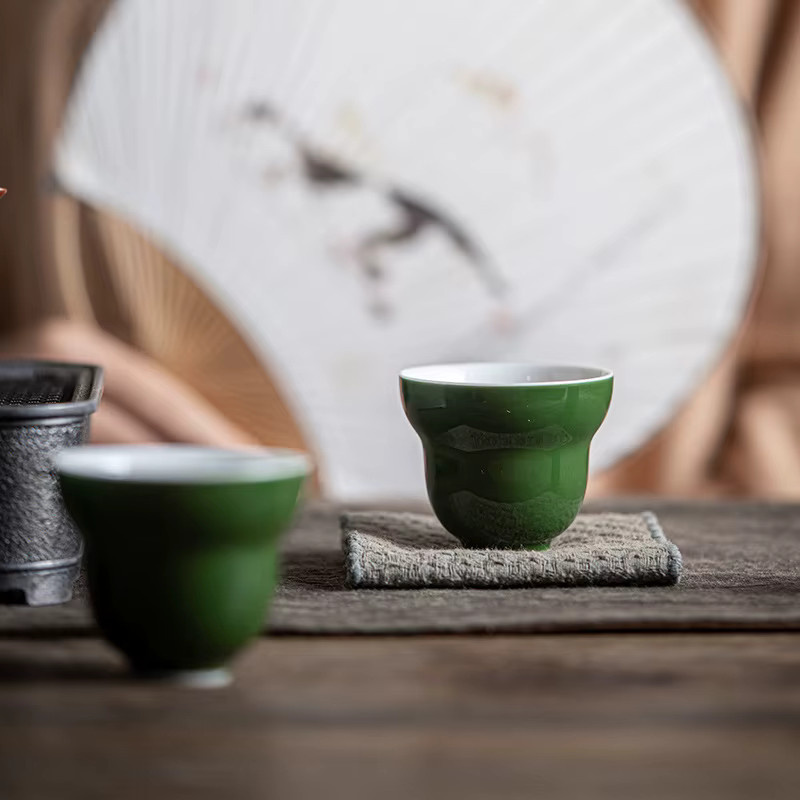 PDQ Teetasse aus Keramik im chinesischen Stil, Grüne Gongfu-Teetasse für Zen und Meditation - Bild 4
