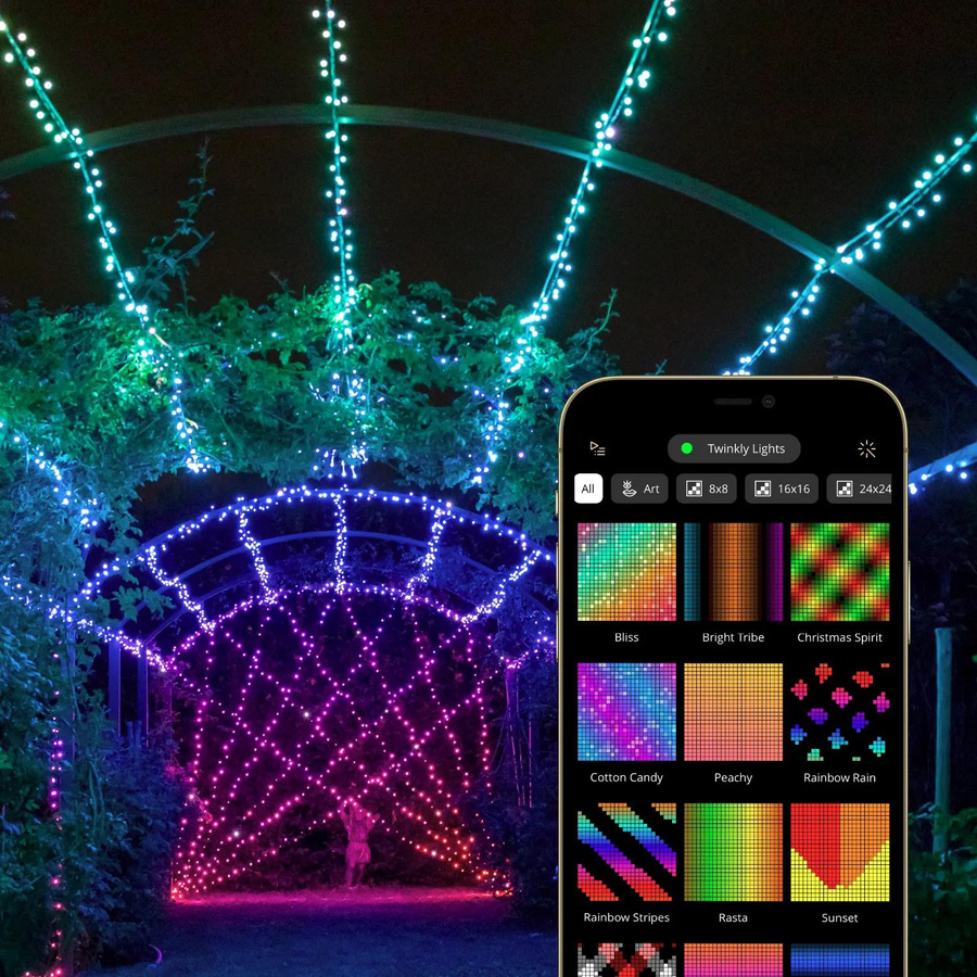 Twinkly RGB LED Lichterkette mit 600 LEDs, Schwarz, WLAN und Bluetooth, IP44 wetterfest - Bild 2