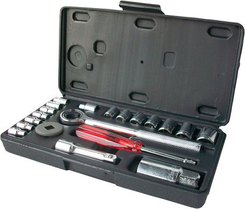 Connex Steckschlüsselsatz 20-teilig in Schwarz mit 3/8 Zoll Antrieb und Größen von 4 bis 17 mm aus Stahl - Bild 1