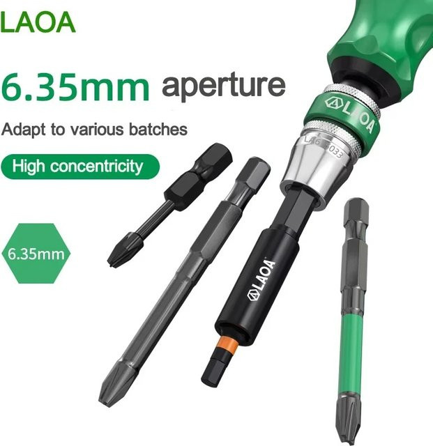 LAOA 10-in-1 Schraubendreher-Set aus legiertem Stahl in Grün mit magnetischen Bits und austauschbarem Kopf - Bild 1