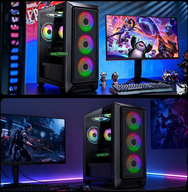 Designer-Gaming-Desktop-Computer in Schwarz mit Intel i5 13400F und RTX 5060 Konfiguration - Bild 1