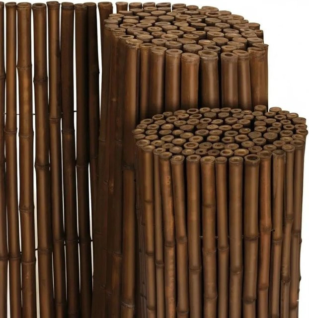 Sol Royal Premium Bambus Sichtschutz Zaun aus runden Bambusstangen in Dunkelbraun, Höhe: 140 cm, Breite: 250 cm - Bild 1