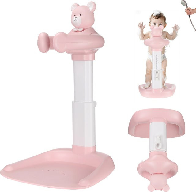 Hug Towe Baby-Duschständer und Kleinkind-Badesitz in Pink mit rutschfester Basis und verstellbarem Zylinder - Bild 1